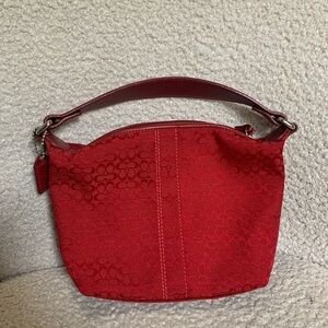 Red Coach Pochette Handbag